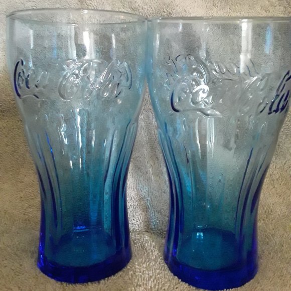 Vintage cobalt blue coca cola glasses - Picture 2 of 3